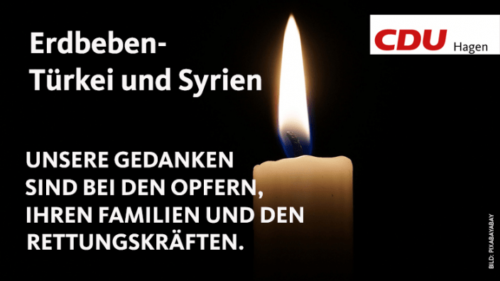 Das schwere Erdbeben in der türkisch-syrischen Grenzregion macht die CDU Hagen tief betroffen.